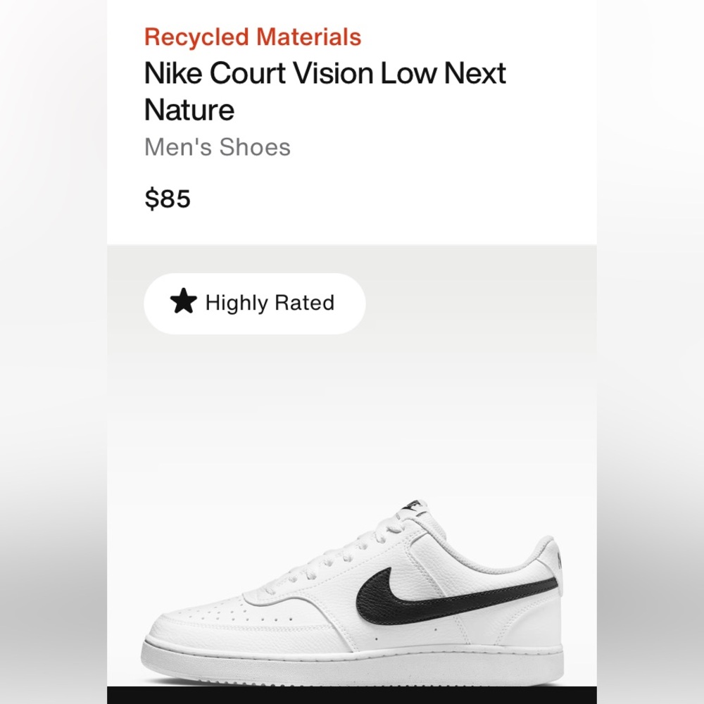 Nike Court Vision Low Next Nature White with Black Sneakers